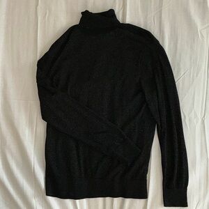 Zara Men's Elegant Black Sparkly Turtleneck Sweater